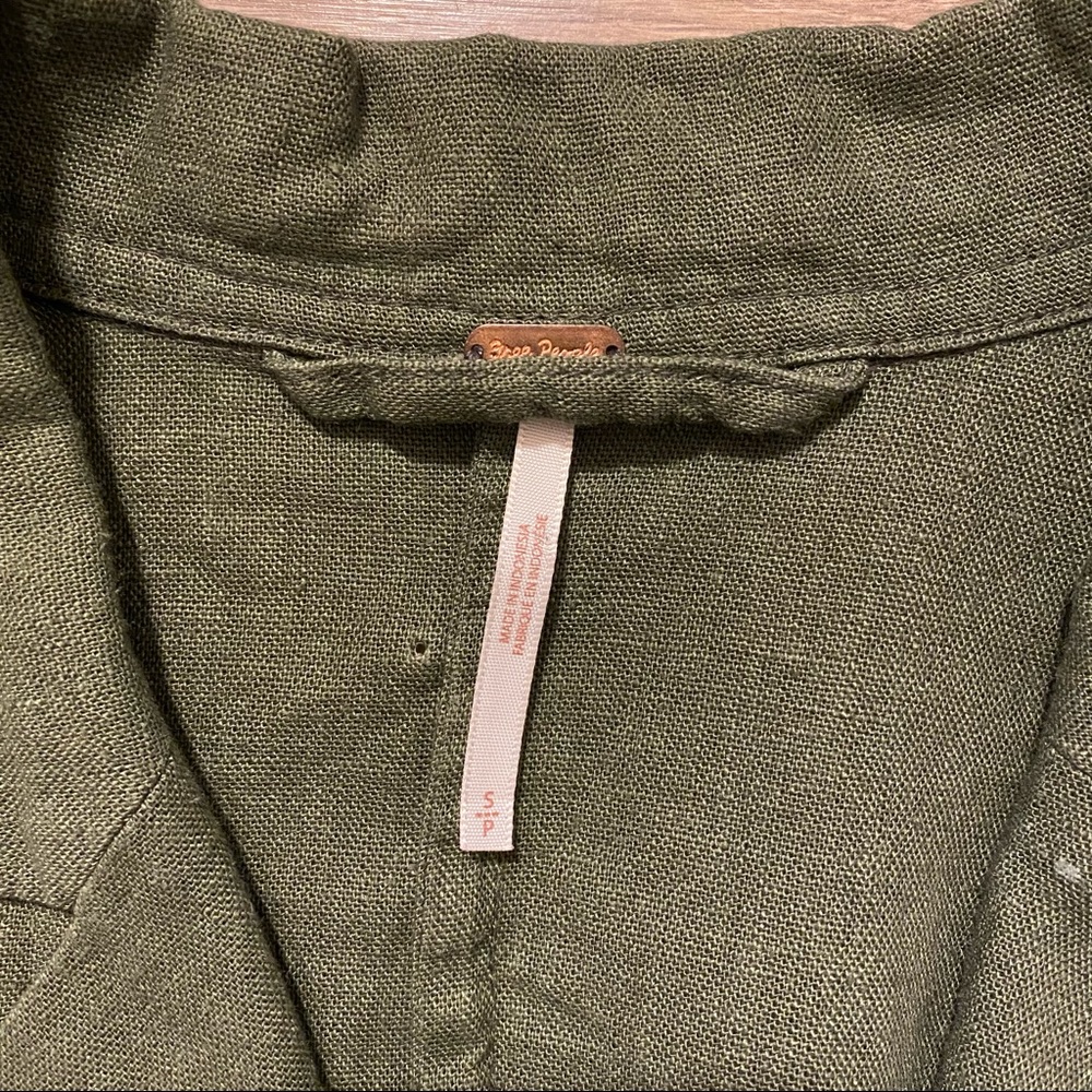 SOLD Free People Green Linen Military Jacket - Picture 5 of 6